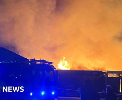 Bridgend: Large fire breaks out at industrial estate