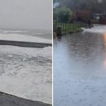 Car drives through floodwater as Storm Henk brings heavy rain to UK