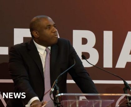 David Lammy speech heckled by pro-Palestinian protesters