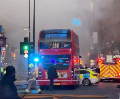 Double-decker bus bursts into flames in Wimbledon as witnesses report huge ‘bang’