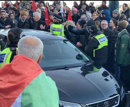 Driver charged after car hits crowd at Palestine protest in Scotland