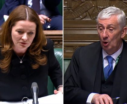 Linsday Hoyle reprimands education secretary over lengthy answers in Commons