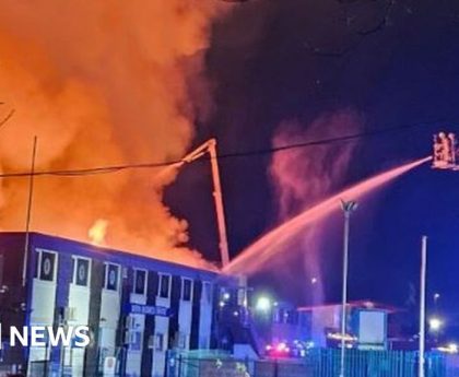 Newport: A huge fire has broken out next to a brewery on an industrial estate in Newport.