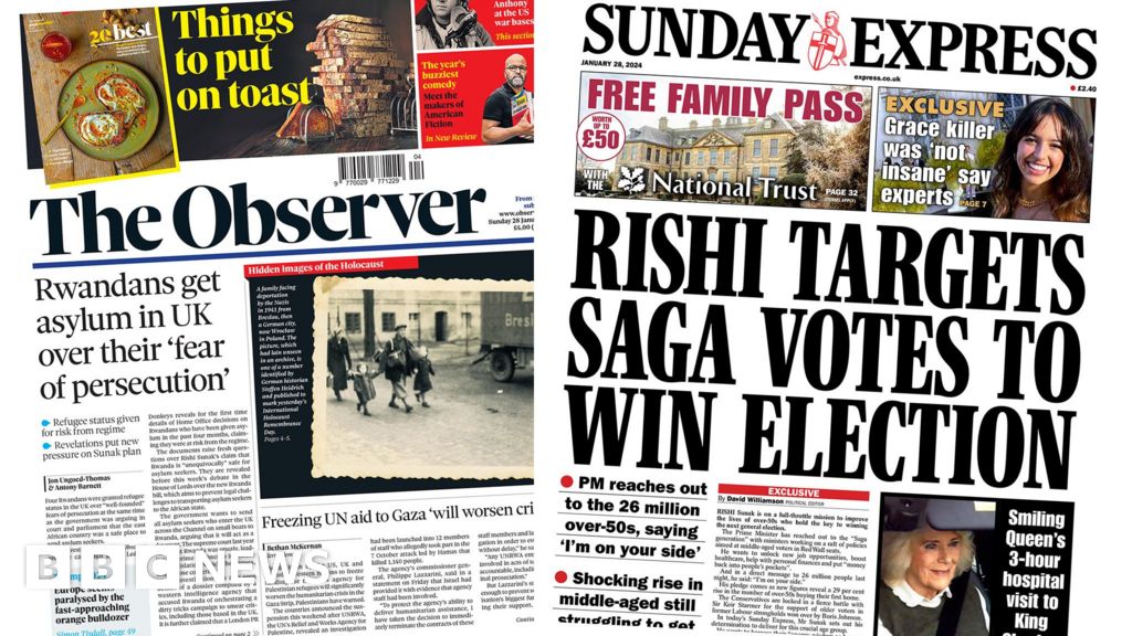 Newspaper headlines: 'Rwandans get UK asylum' and PM wants 'Saga vote'