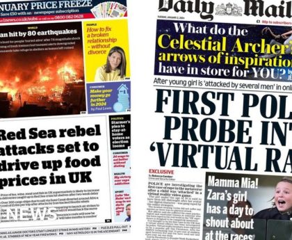 Newspaper headlines: Cost of Red Sea attacks and 'virtual rape' investigated