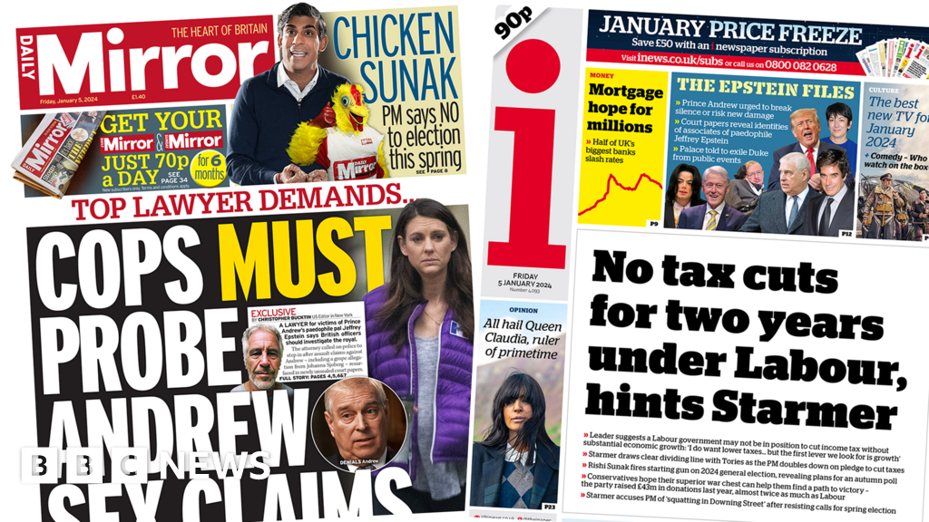 Newspaper headlines: Prince Andrew claims and 'no Labour tax cuts'