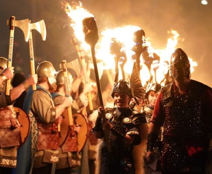 Watch live: Hundreds carry flaming torches as Shetland celebrates Viking festival Up Helly Aa