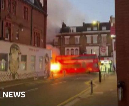 Wimbledon: Electric double-decker bus catches fire during London rush hour