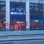 240220-2barclays Building In London Covered In Red Spray-painted Graffiti-