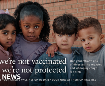 Measles campaign shows children pleading for jabs