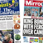 Newspaper headlines: 'Bloodbath' fears in Gaza and 'King bonds with Fergie'