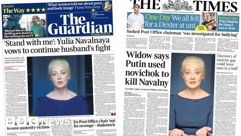 Newspaper headlines: Navalny wife blames Putin and US's move to block Rafah offensive