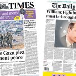 Newspaper headlines: Prince William's call for peace and Labour revolt threat