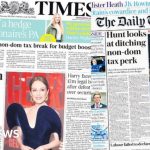 The Papers:  Cut to non-dom status considered and Harry court setback