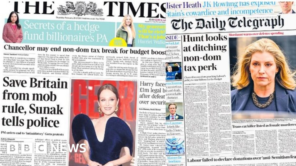 The Papers:  Cut to non-dom status considered and Harry court setback