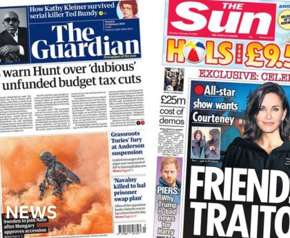 The Papers:  Hunt tax cuts warning and 'from Friend to Traitor'