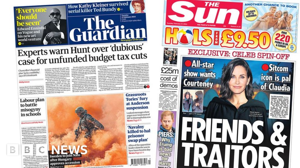 The Papers:  Hunt tax cuts warning and 'from Friend to Traitor'