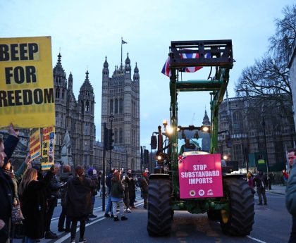 Farmers ride tractors into central London in major protest over trade deals