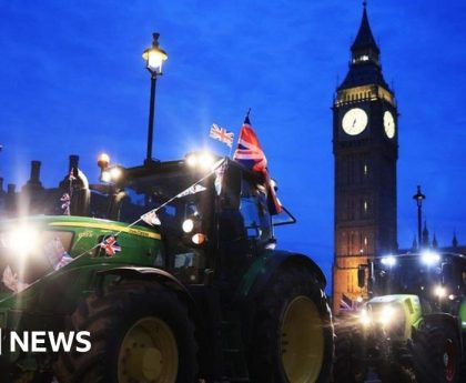 Farmers storm central London on go-slow tractor protest