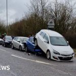 Five-car crash closes one side of duel-carriageway