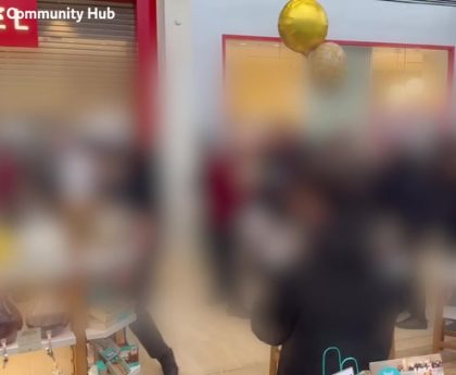 Moment 300 children storm shopping centre in Milton Keynes