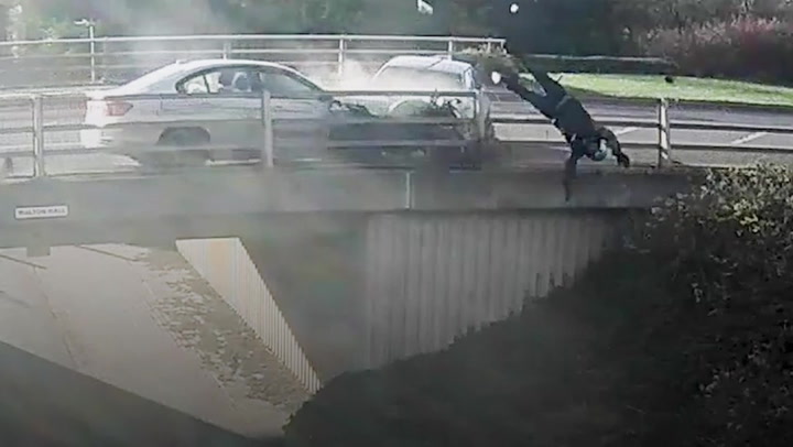 Motorcyclist catapulted off bridge in Milton Keynes after horrifying road rage incident