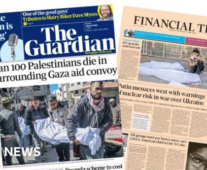 Newspaper headlines: Conflicting Gaza death accounts and police vetting failures