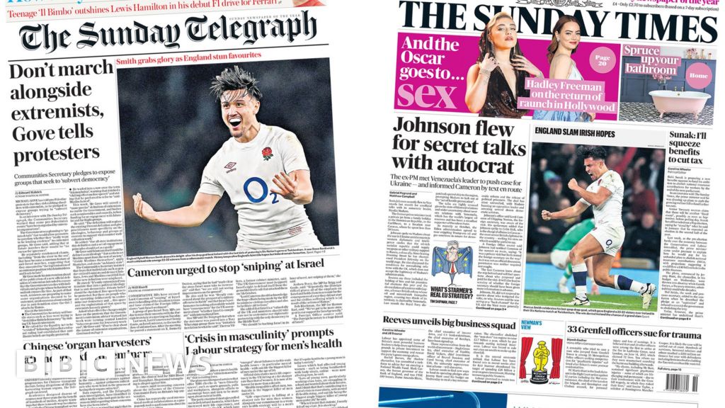 Newspaper headlines: Gove warns of extremism and Johnson in trip to Venezuela