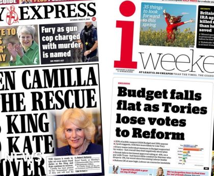 The Papers: 'Camilla to the rescue' and 'Budget falls flat'