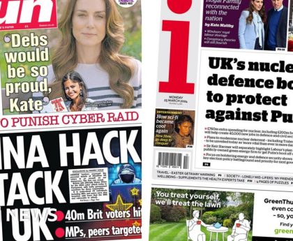 The Papers: 'China hack attack' and 'UK nuclear defence boost'