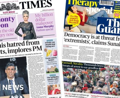 The Papers: 'Democracy under threat' and 'Farewell Navalny'