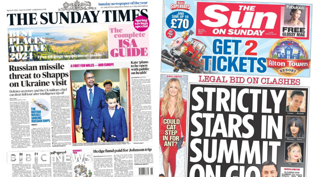 The Papers: 'Shapps missile threat' and 'Strictly stars summit'