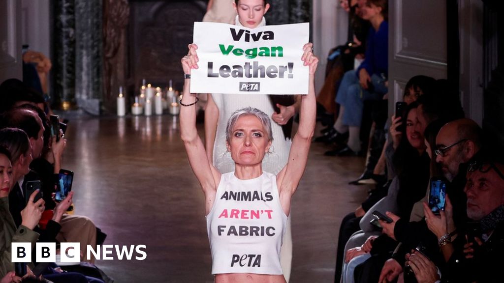 Victoria Beckham's fashion show disrupted by Peta protesters