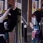 Woman saved after shop shutter lifts her into air