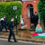 Pro-Palestine protesters demonstrate outside Keir Starmer