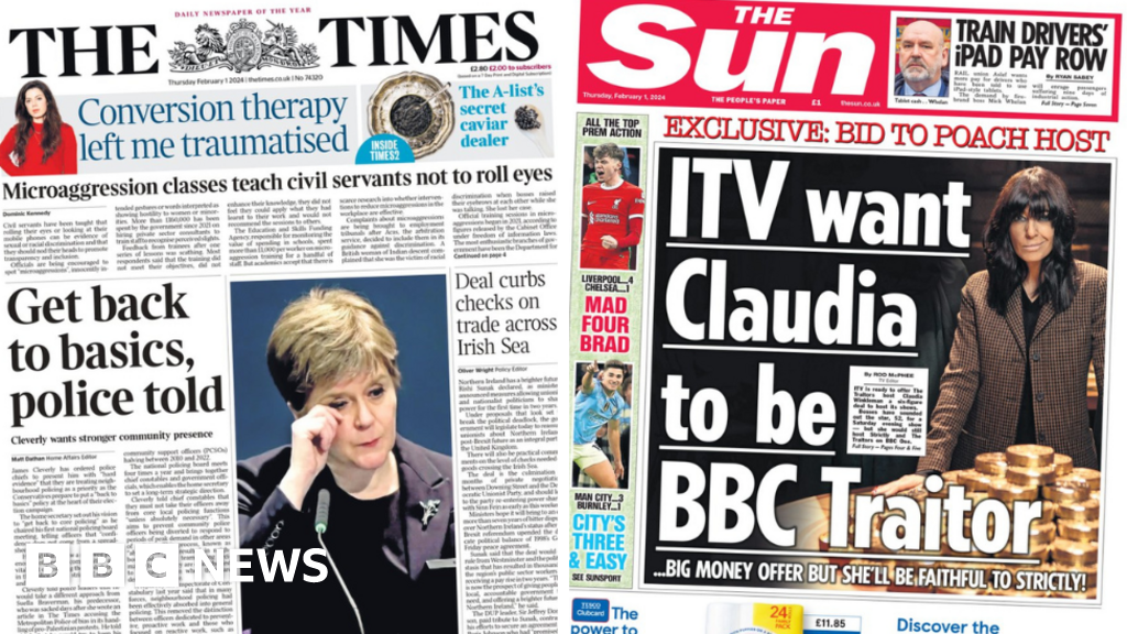 Newspaper headlines: Sturgeon's 'crocodile tears and 'ITV want Winkleman'