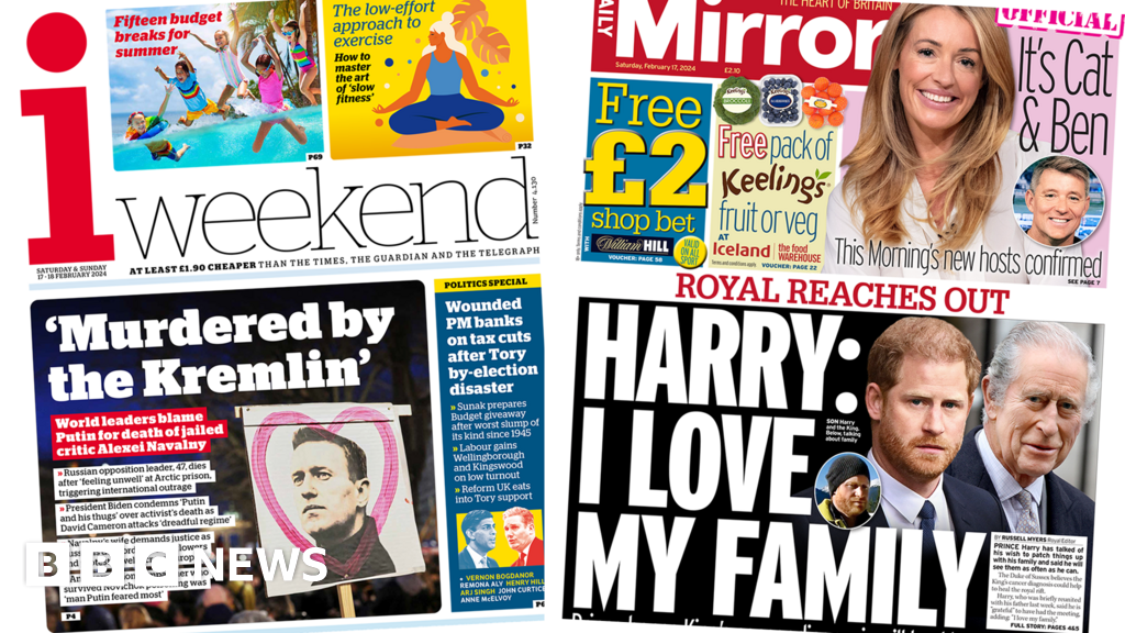 Newspaper headlines: Putin 'must pay for Navalny' and Harry reaches out