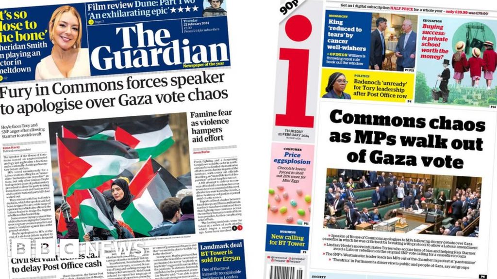 The Papers: 'Fury in Commons' and 'King's tears'