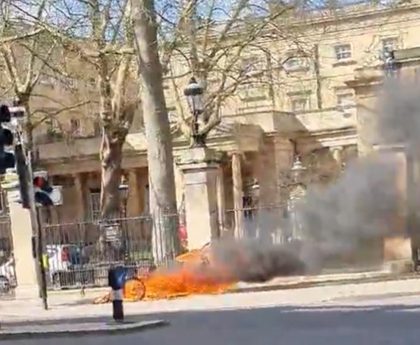 E-bike bursts into flames outside Buckingham Palace as firefighters are called