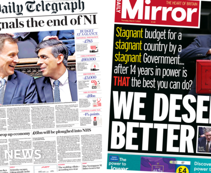 Newspaper headlines: Hunt cuts NI but is told 'Britain deserves better'