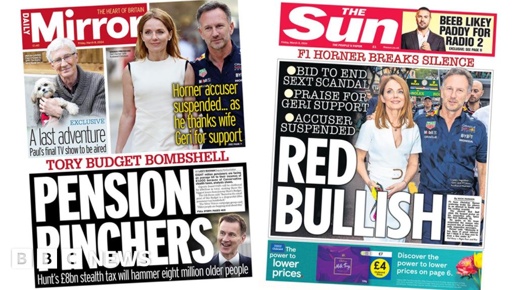 The Papers: 'Pension pinchers' and Horner 'Red Bullish'